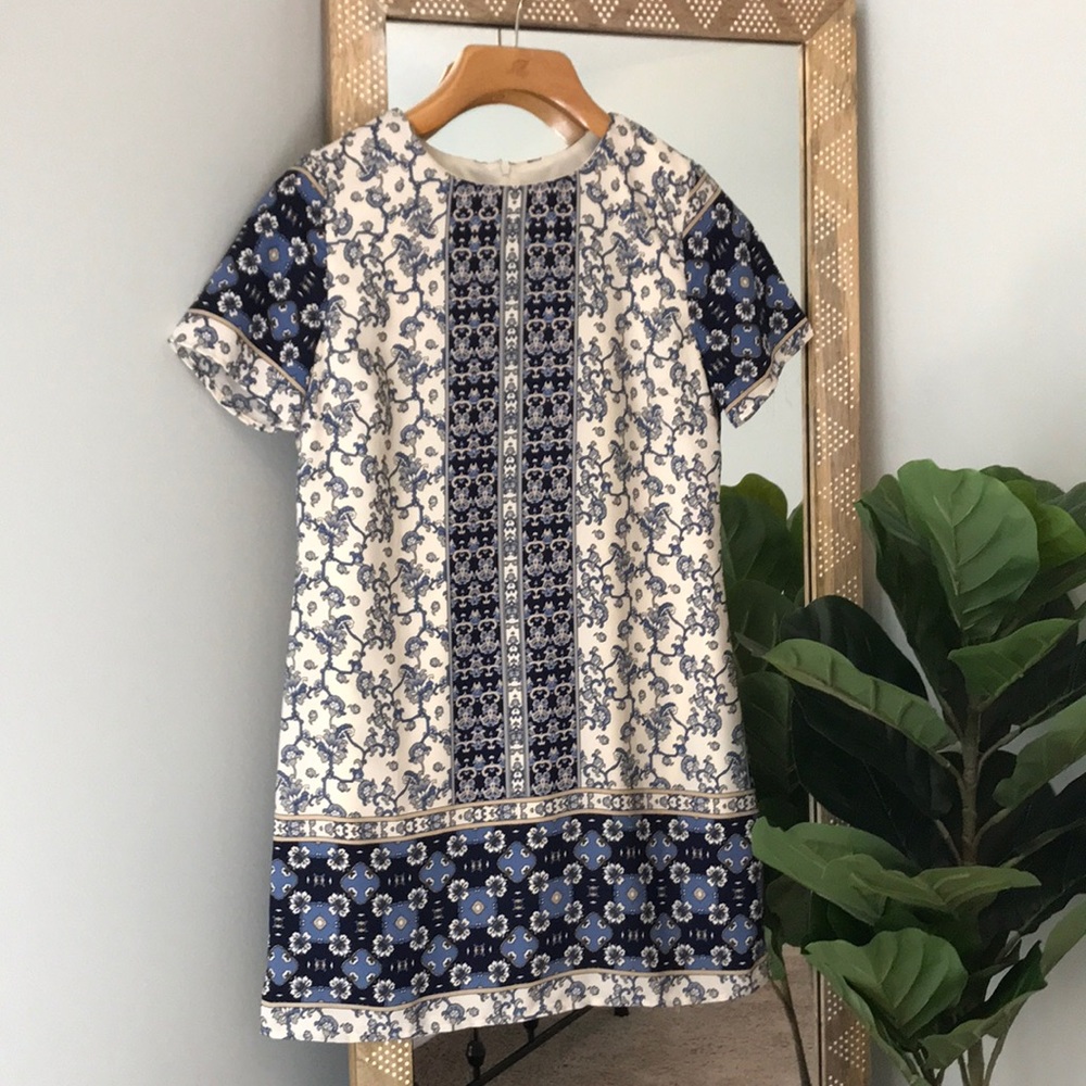 Navy, Blue and Cream Mini Dress